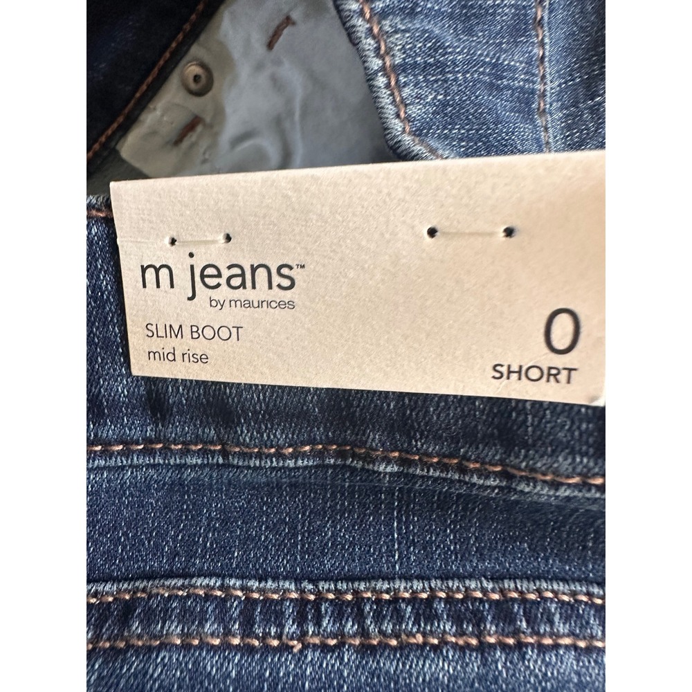 Maurices M Jeans Slim Boot Mid Rise Dark Wash Stretch Denim Jeans 0 Short NWT - Picture 3 of 5